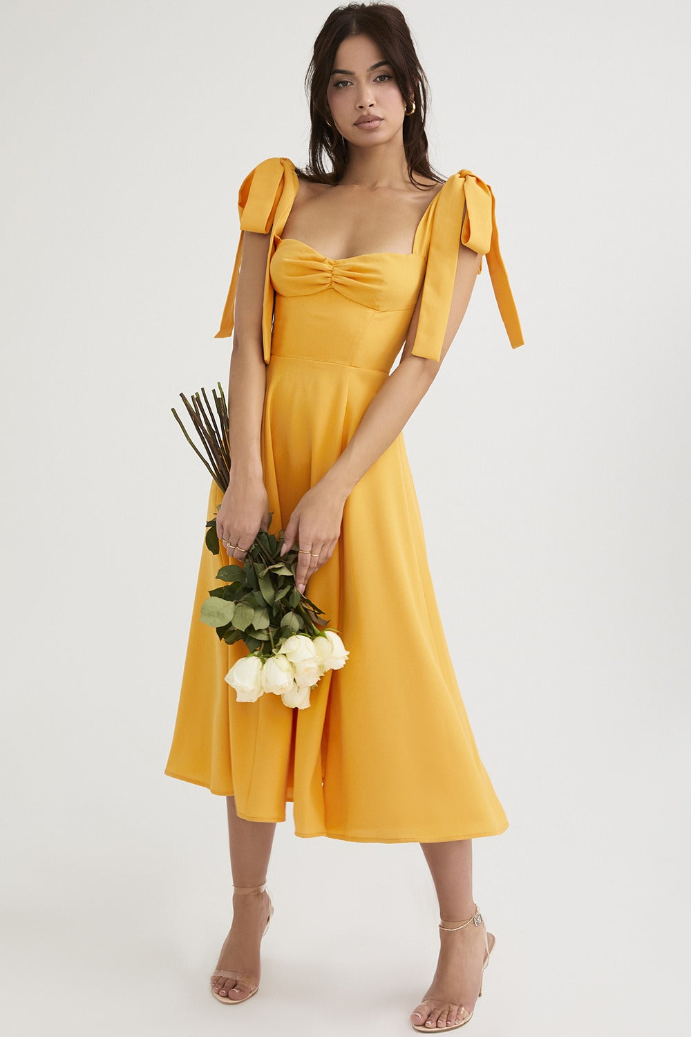 Open Back Bow Tie Evening Slip Dress