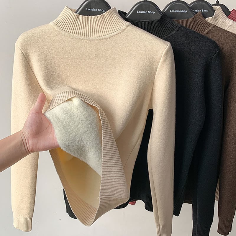 Winter fleece thick knitted bottoming shirt