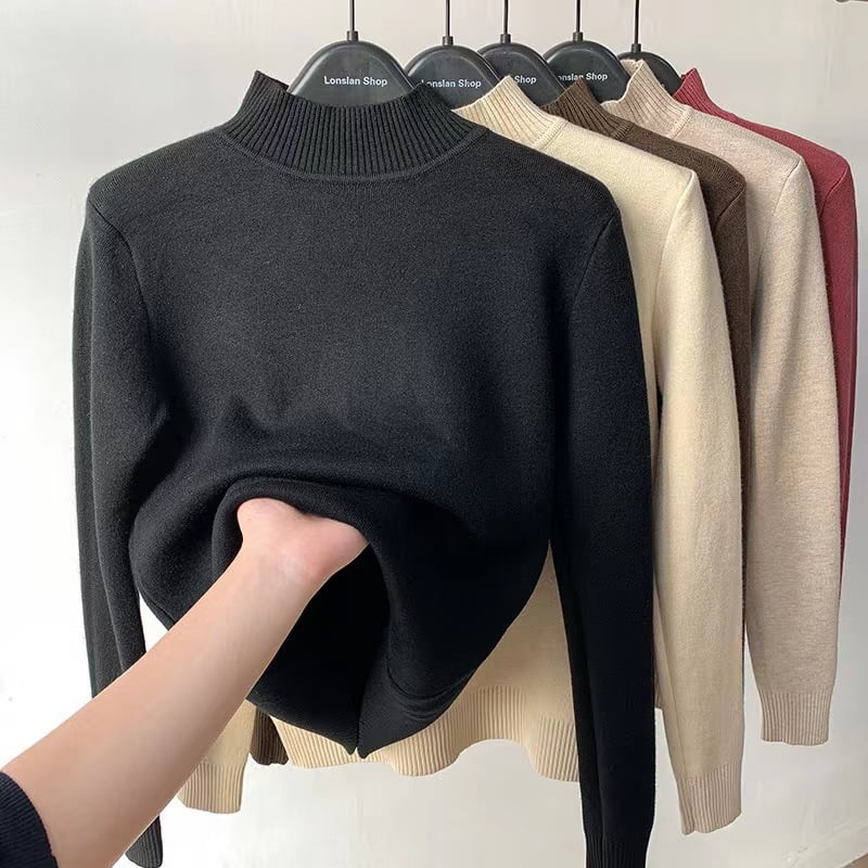 Winter fleece thick knitted bottoming shirt