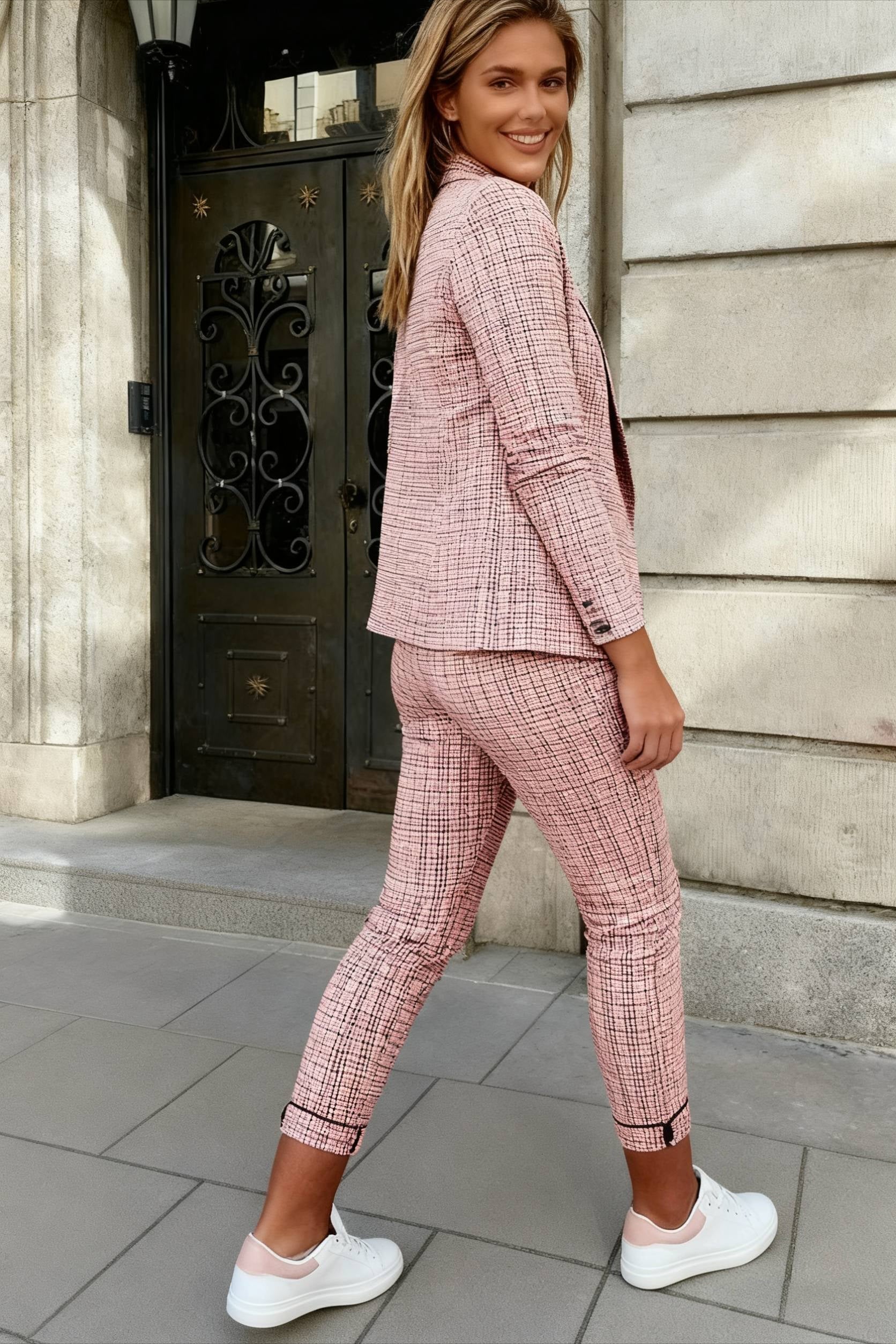 Plaid Comfortable Casual Women's Suit