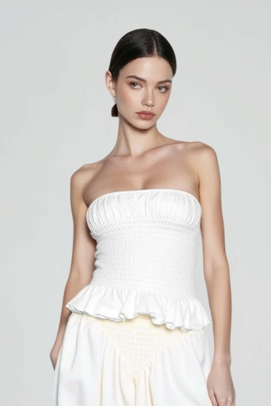 Ruched strapless crop vacation set
