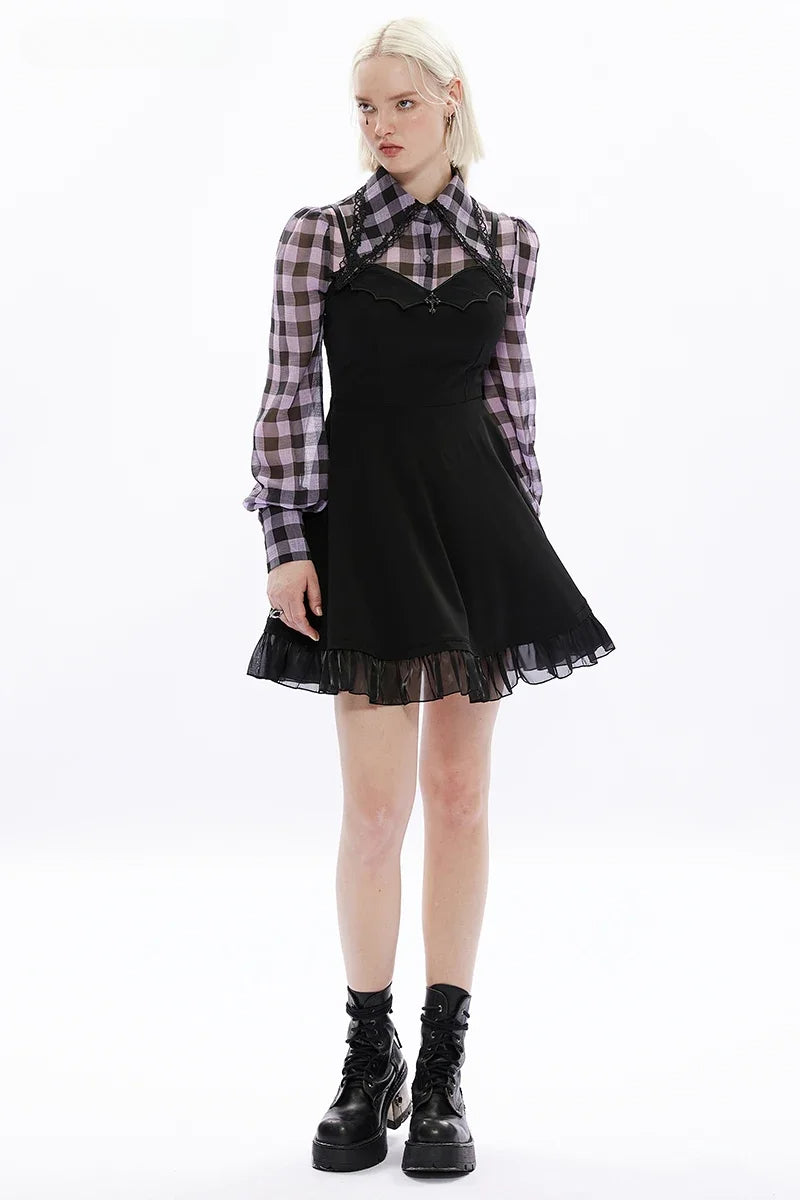 Bat Cross Playful Elastic A Line Sexy Black Dress