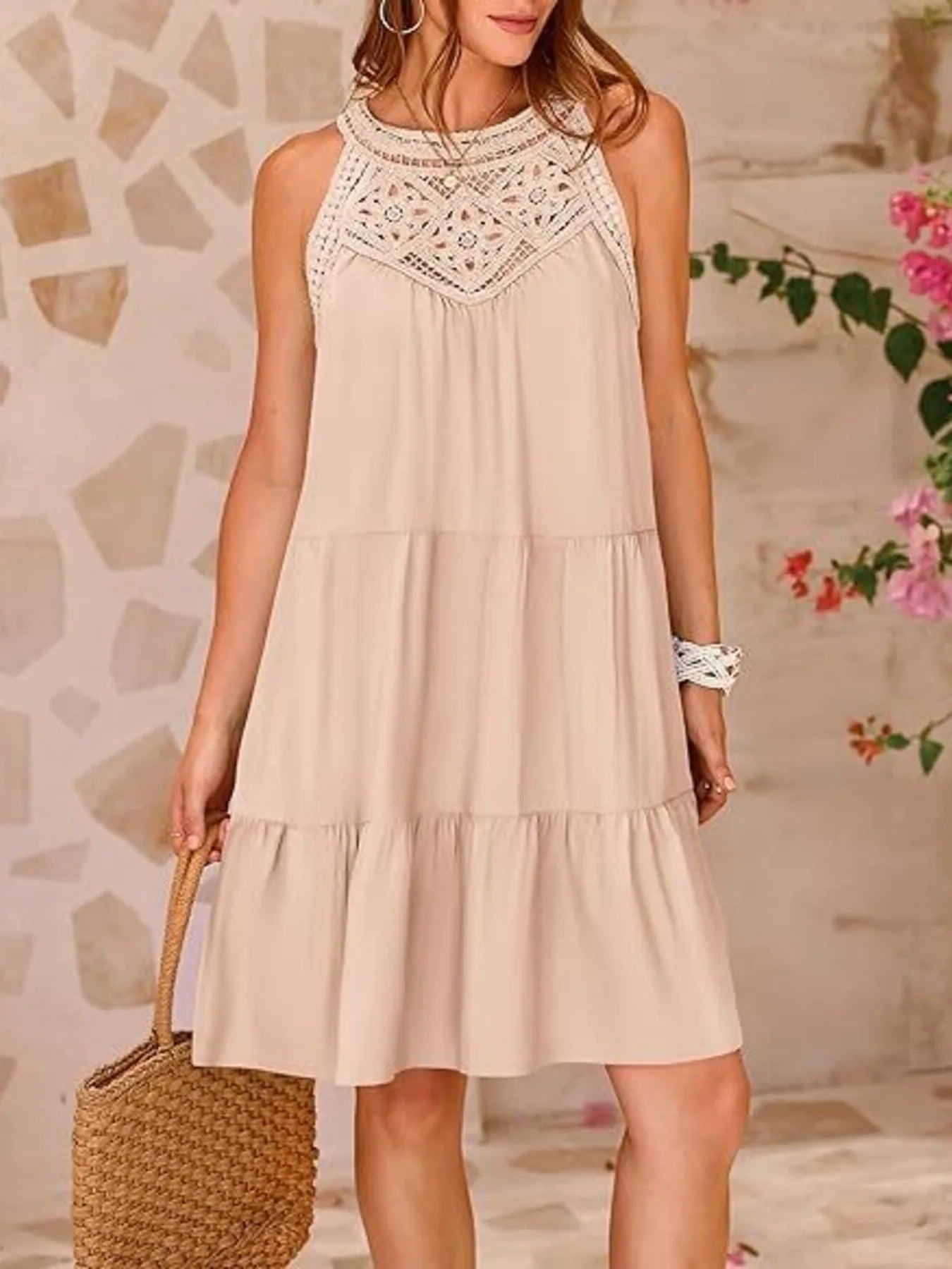 Desiree Minimalist Sleeveless Lace Mini Dress Elevated Occasion Wear