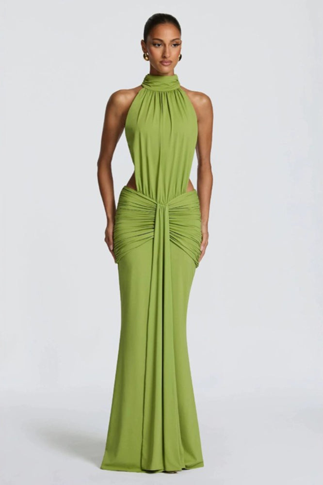 Solid Backless Mermaid Bodycon Party Dress