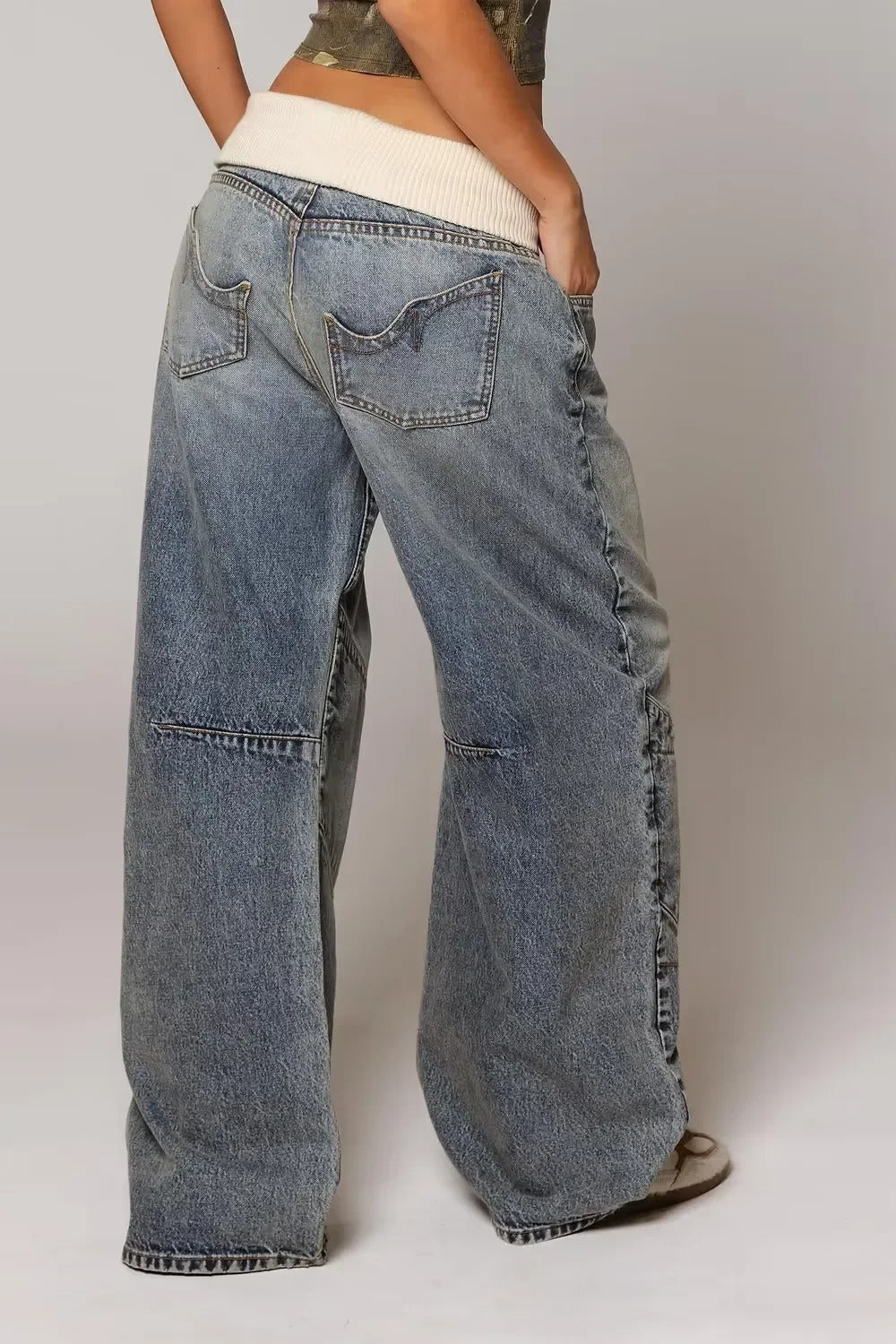 Y2K Hiphop Stitching Retro Wideleg Jeans