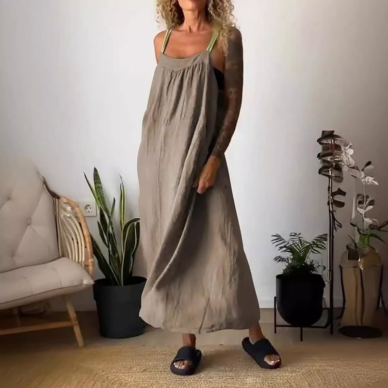 Simple Cotton Linen Sling Dress