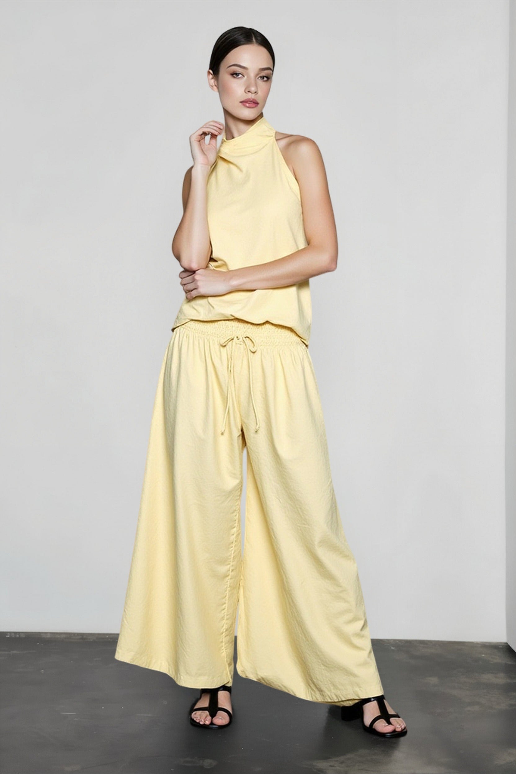 Halter backless tie waist pants vacation set