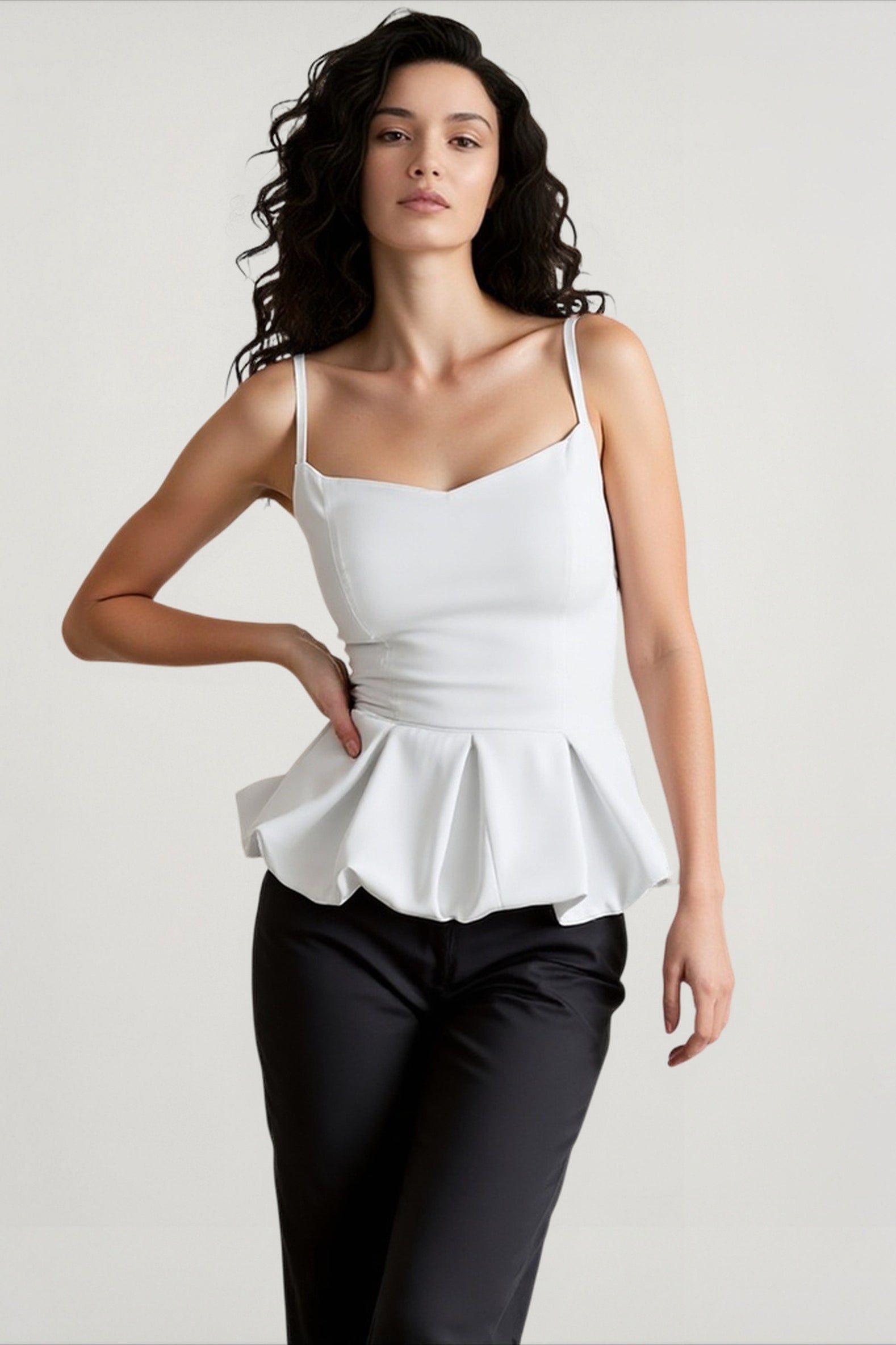 Satin solid waist cami top