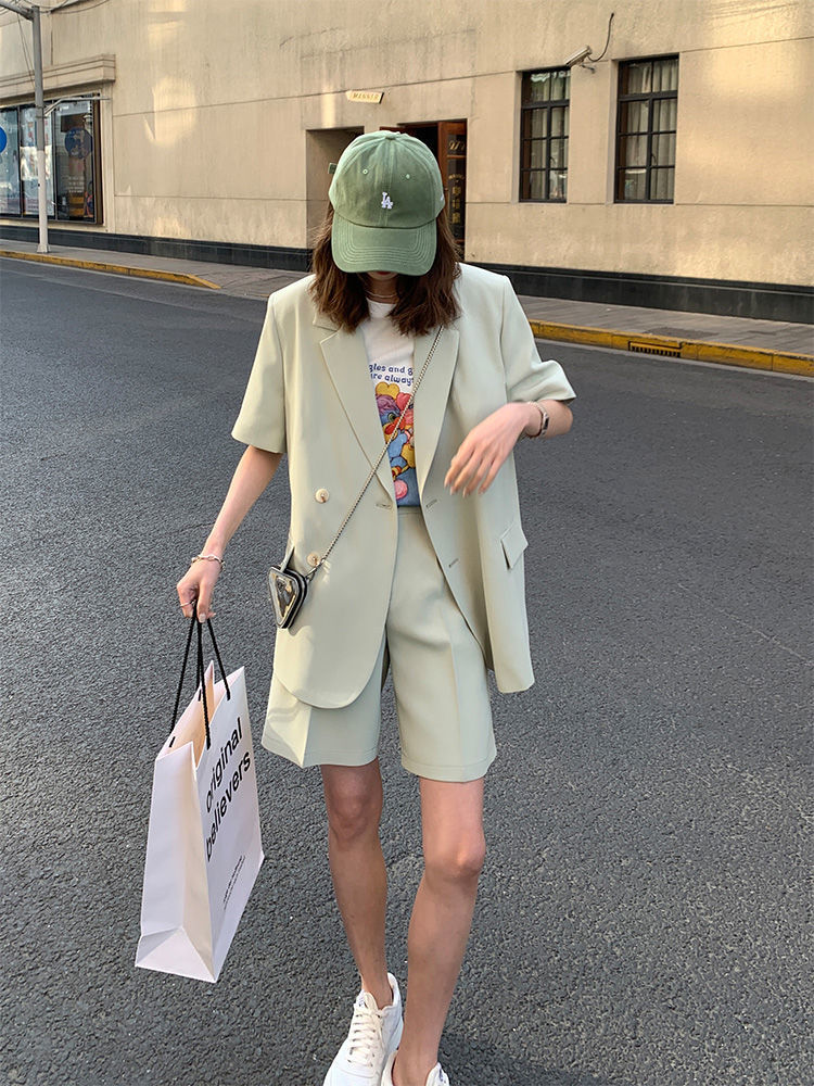 Green Collarless Blazer