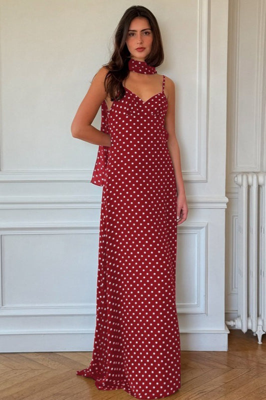 Polka Dot Backless Slim Fit Slip Dress