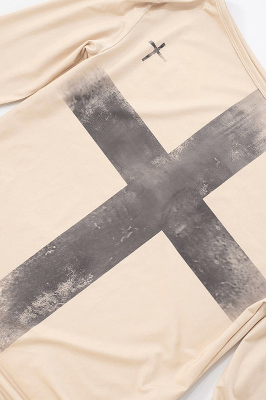Cross Print Asymmetrical TShirt