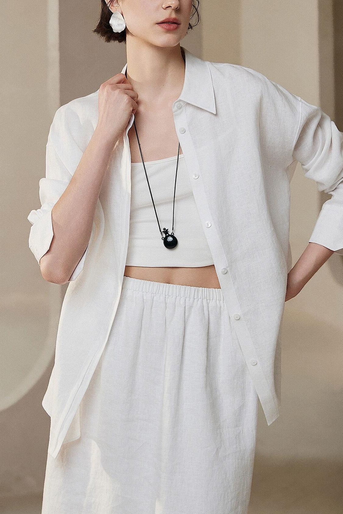 Linen Lightweight Button Down Blouse
