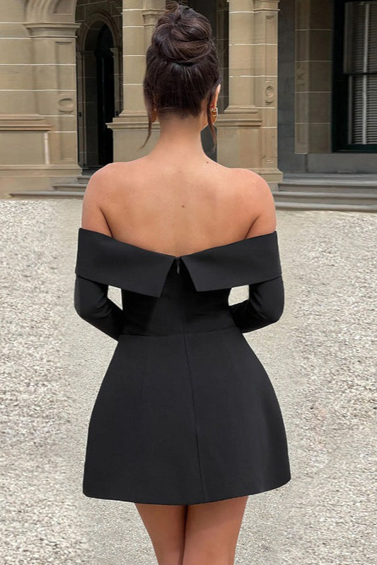 Backless One Shoulder Strapless Slim LongSleeve A Line Chic Cocktail Dress