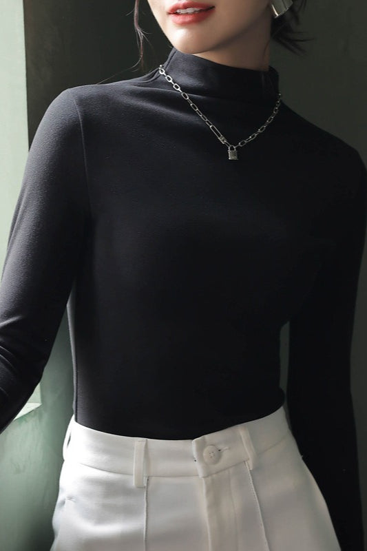 Fleece Mock Neck Slim Solid Base Layer