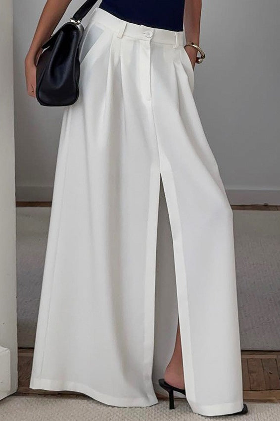 High-Waist Split A-Line Skirt