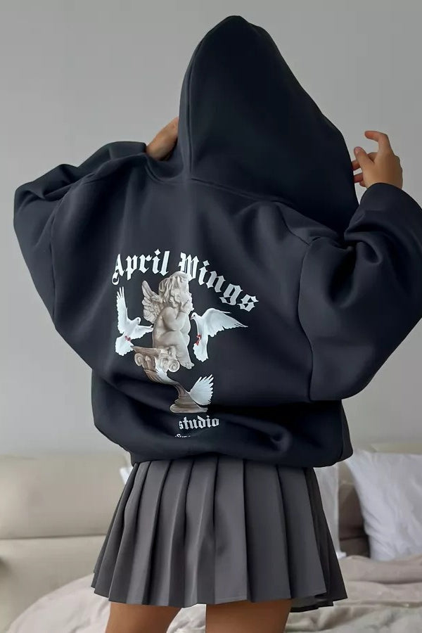Sweet & Spicy Back Print Loose Zip Hoodie