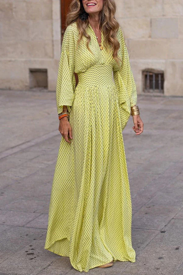 Mercedes Womens Geometric Long Dress with Relaxed Fit and Smart Casual Fashion