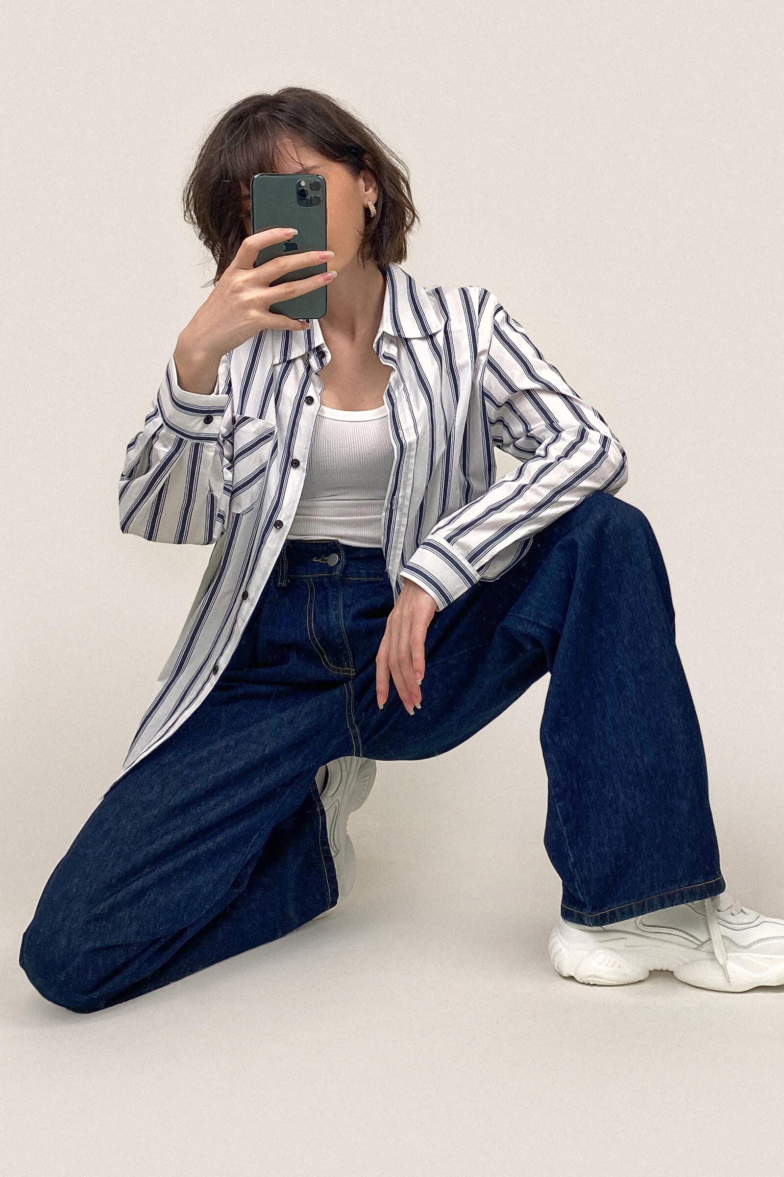 Royal Blue Full-Length Wide Leg Jeans