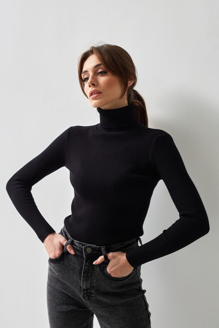 High Neck Pullover Slouchy Knit Sweater
