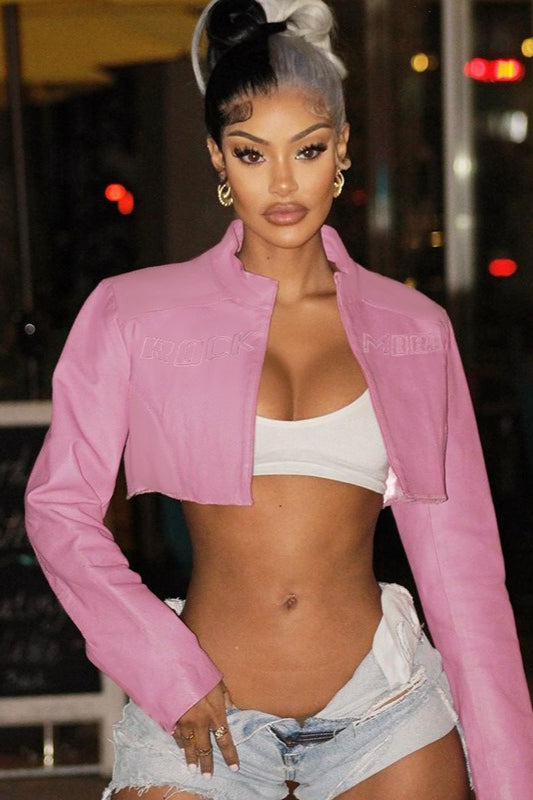 Sexy Pink Moto Varsity Jacket
