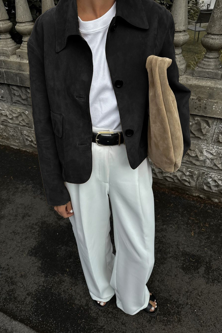 Solid Buttoned Long-Sleeve Casual Jacket