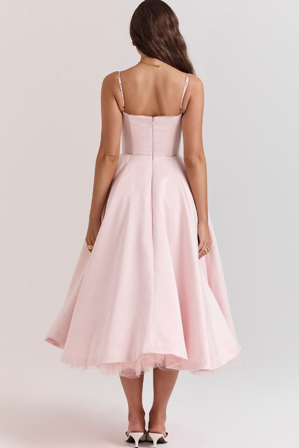 Lorraine Premium Strapless V Neck Sleeveless Tutu Maxi Dress Designer Edit