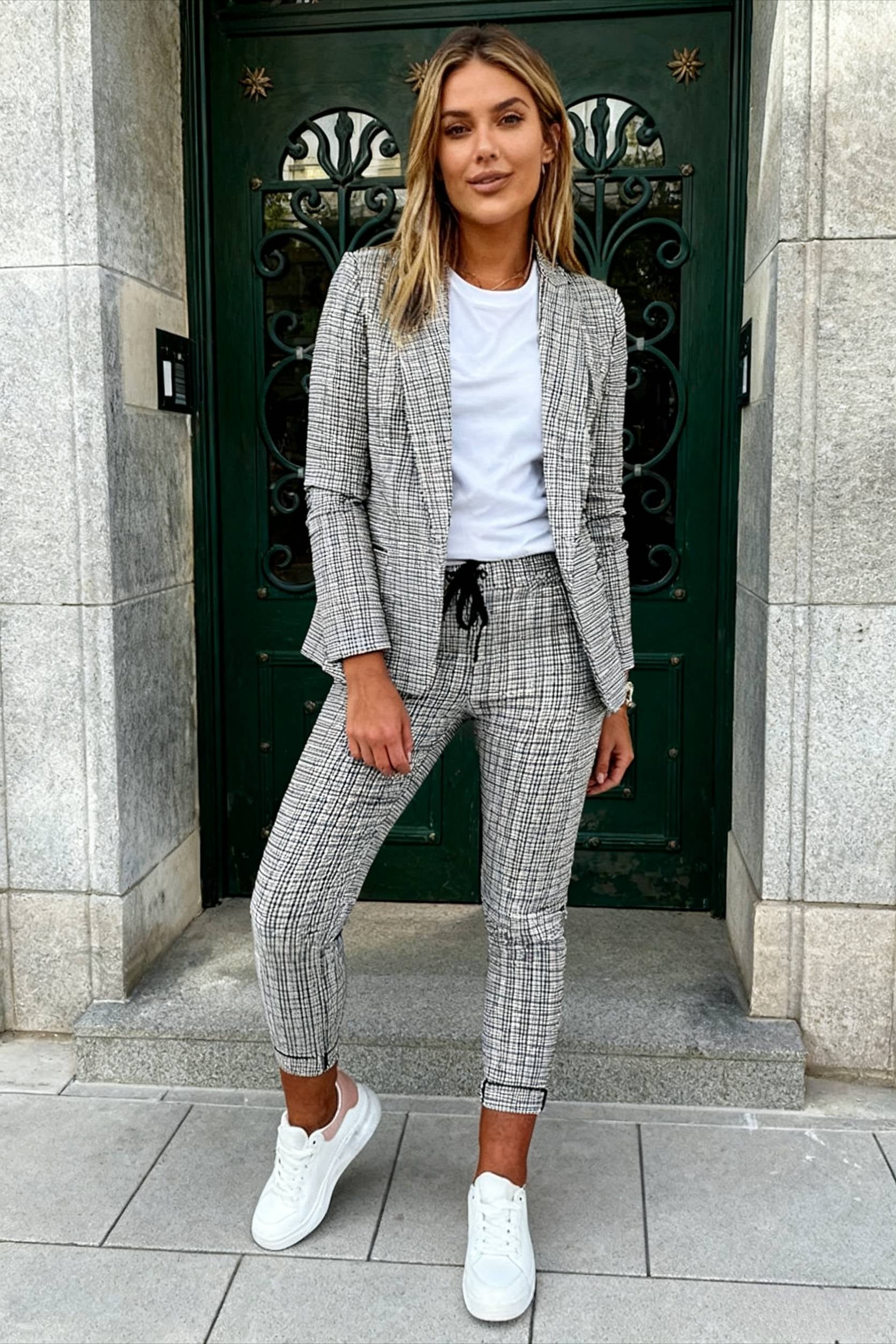 Plaid Comfortable Casual Women's Suit