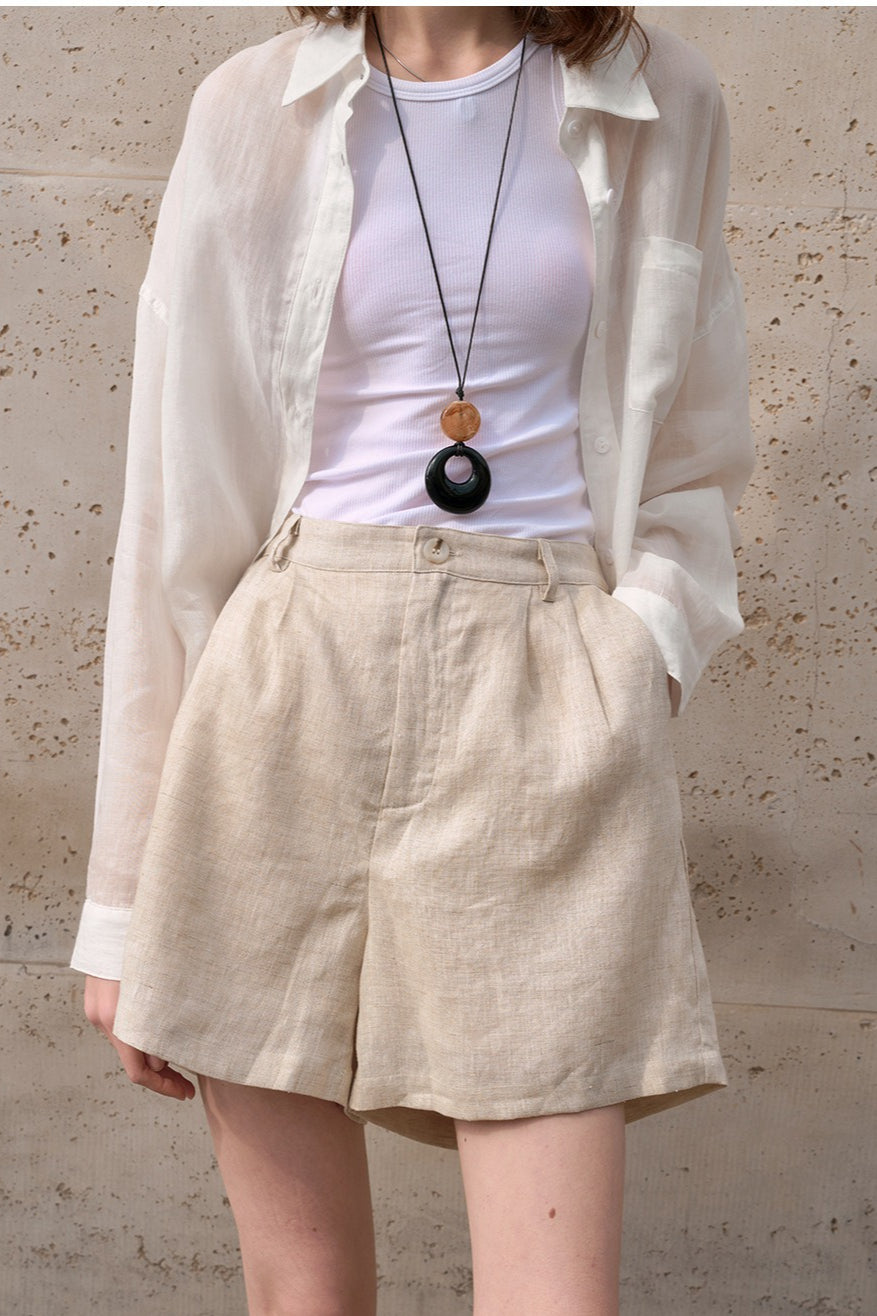 Linen High Waist Relaxed Pants