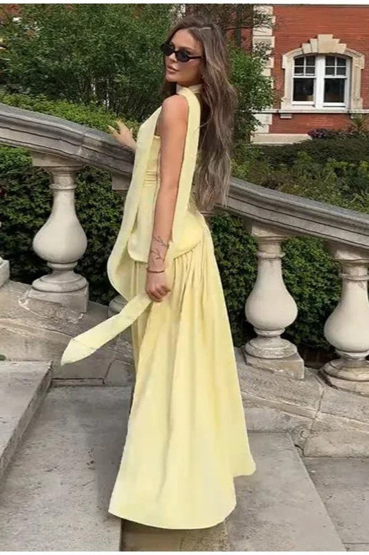 OpenBack Asymmetric Work Dress