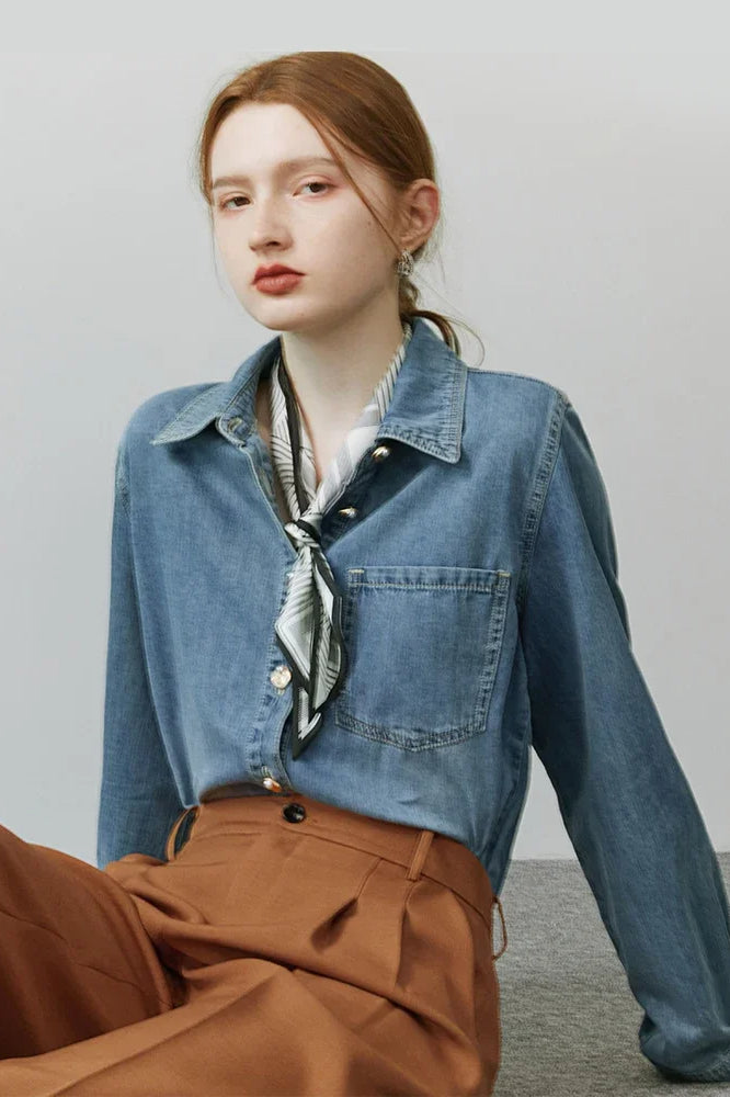 Soft Denim Casual VNeck Jacket