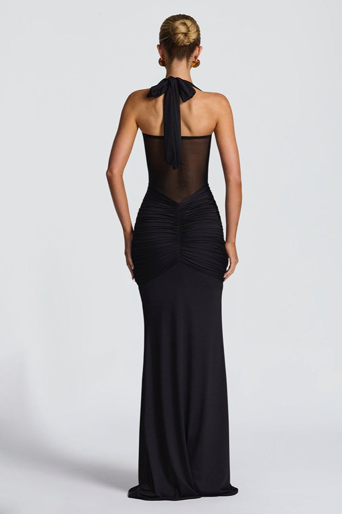 Mesh Panel Sash Maxi Dress 12