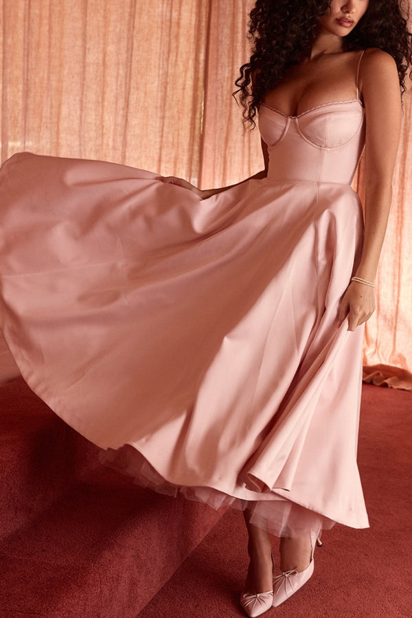 Lorraine Premium Strapless V Neck Sleeveless Tutu Maxi Dress Designer Edit