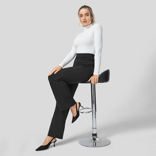 High Waisted Button Multiple Pockets Straight Leg Casual Pants