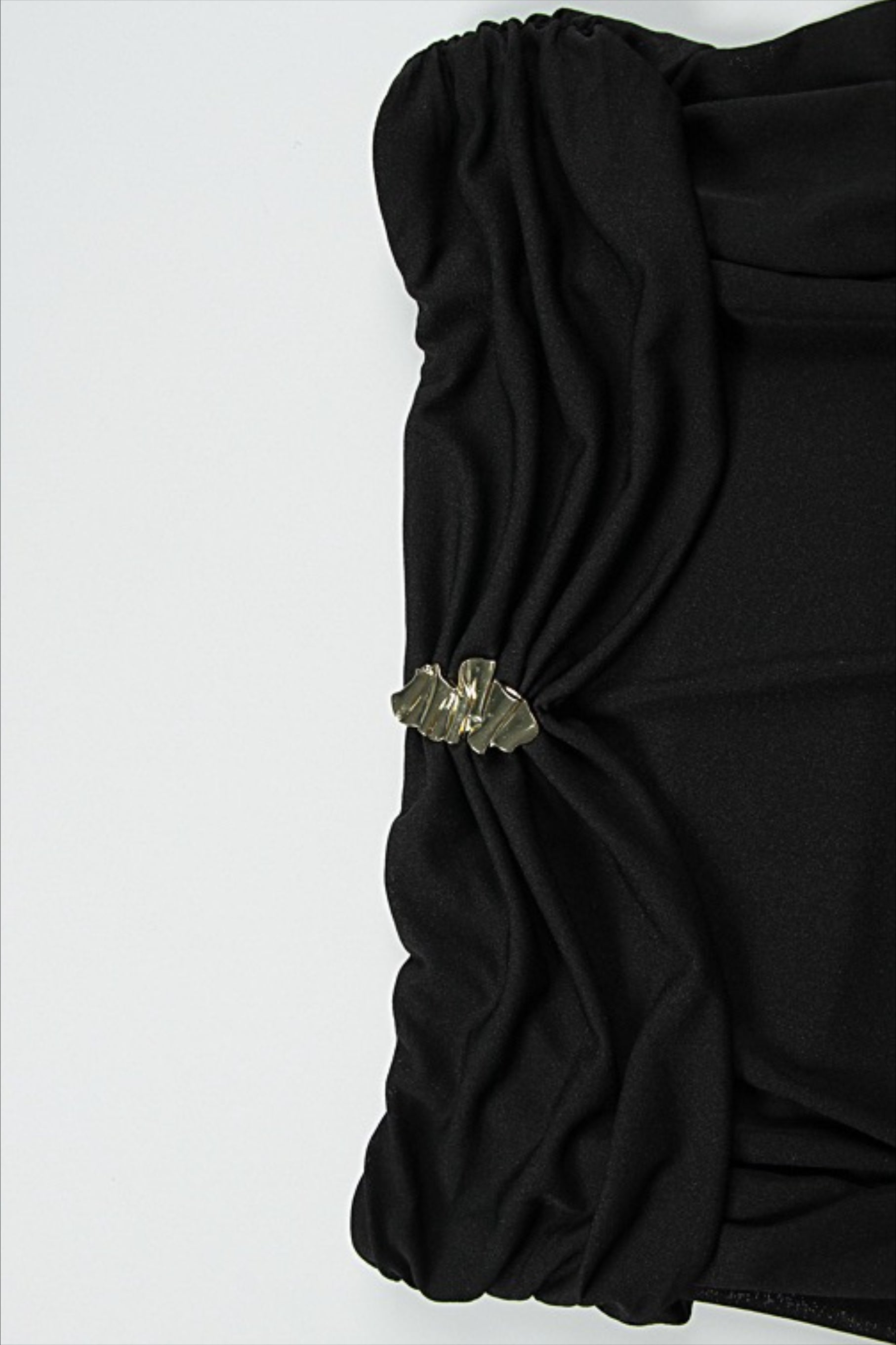 Black Off Shoulder Ruched Sheer Mesh Long Sleeve Metal Hardware Mini Dress 5