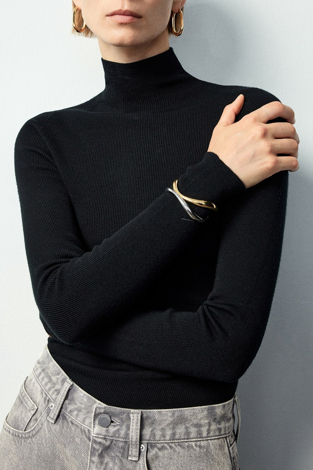 Seamless Merino Mock Neck Washable Knit Base Layer