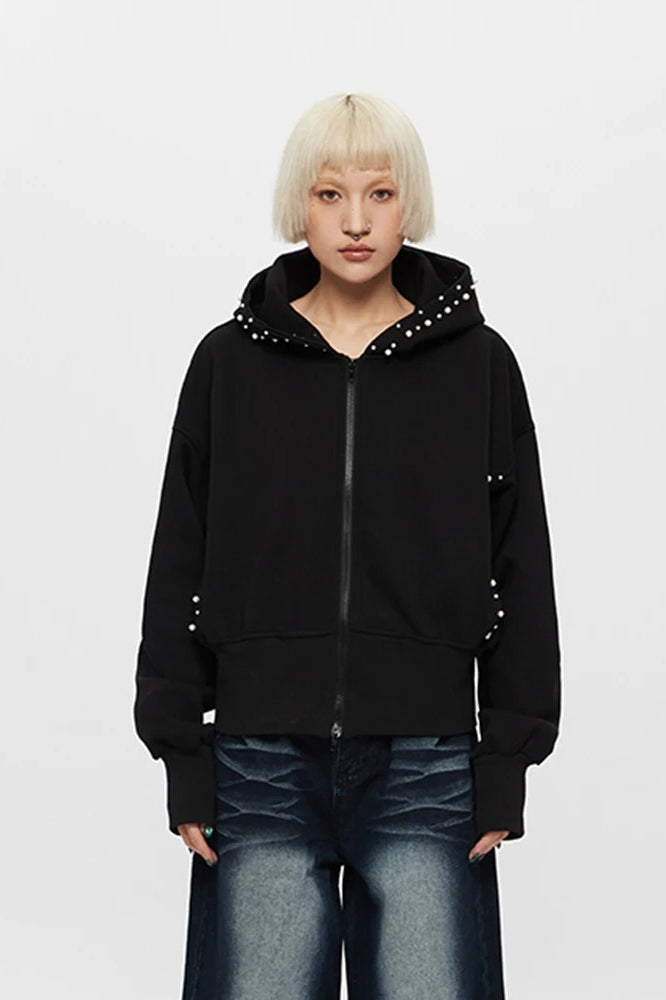 Pearl ZipUp Loose Hoodie