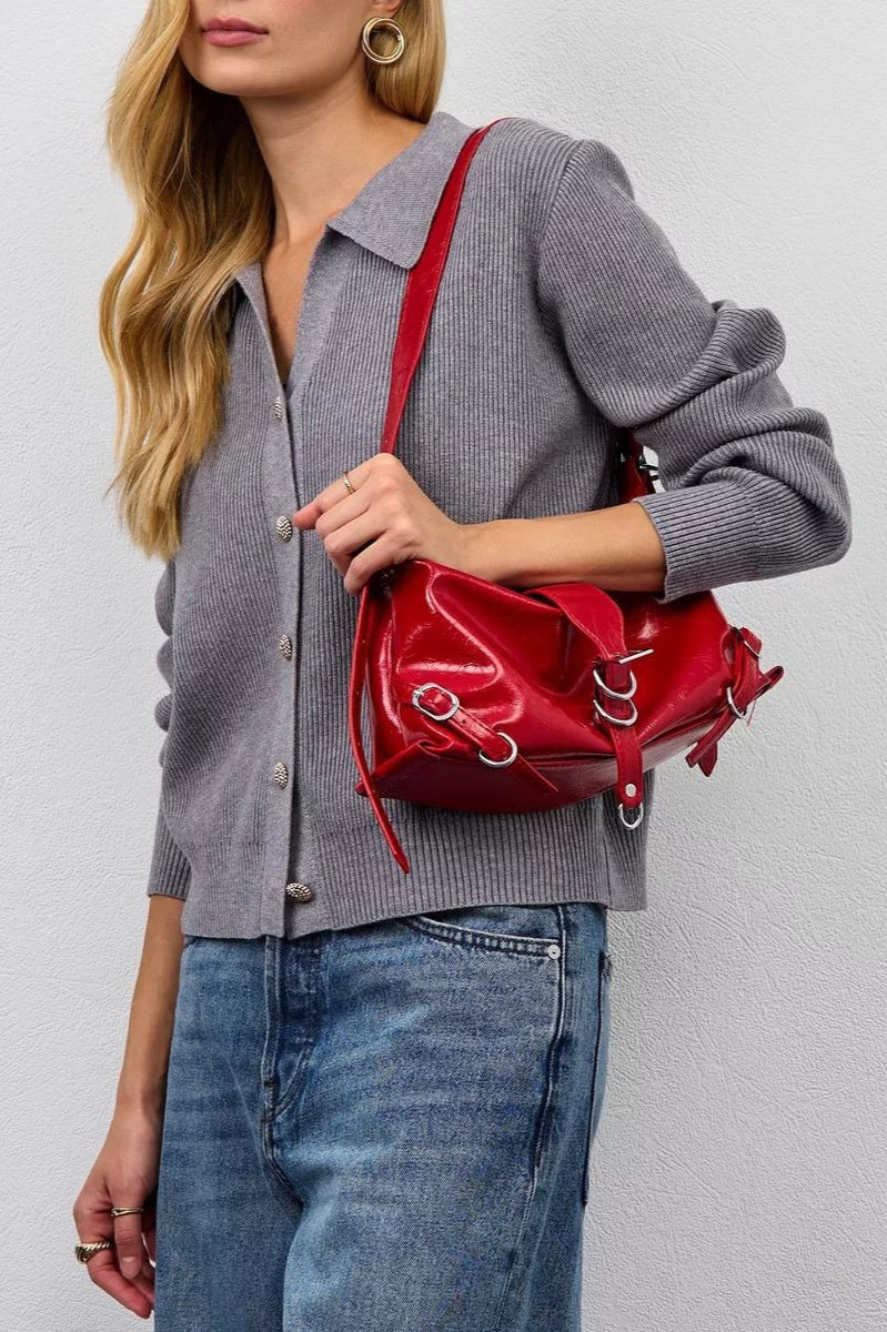 Single Button VNeck Knit Sweater