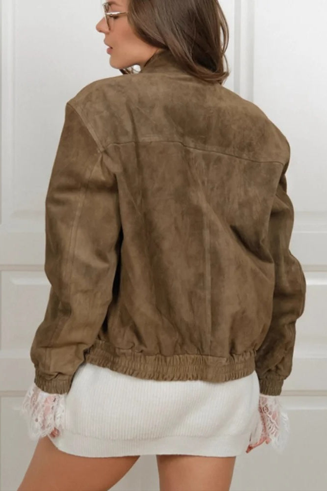 Suede Lapel SingleBreasted Jacket