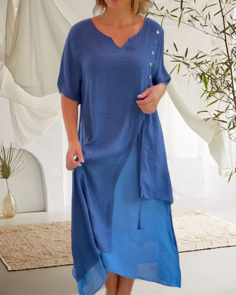 Narges Asymmetrical Dress with Short Sleeves for Women Stylish Outfit