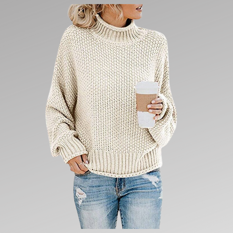Turtleneck Chunky Knit Drop Shoulder Oversized Sweater