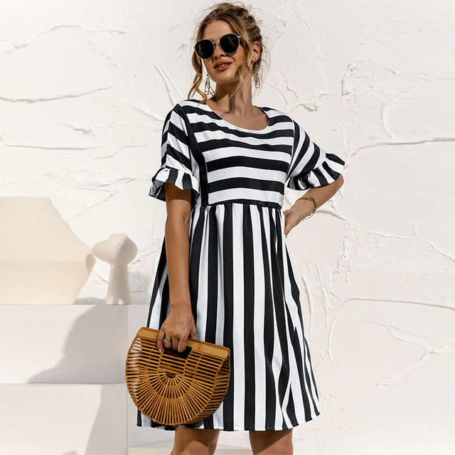 Norma Elevated Striped Summer Dress Statement Occasion Edit