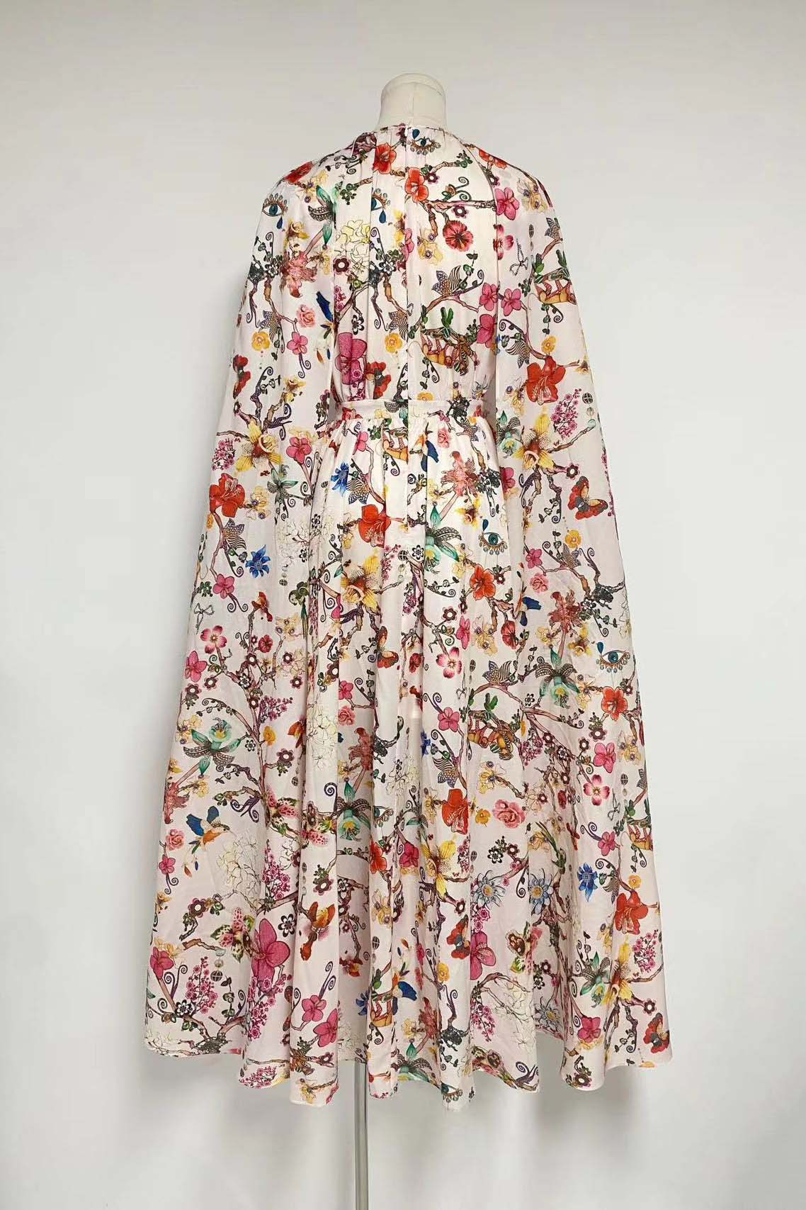 Gloria Statement Round Neck Cape Sleeve Maxi Dress Boutique Collection