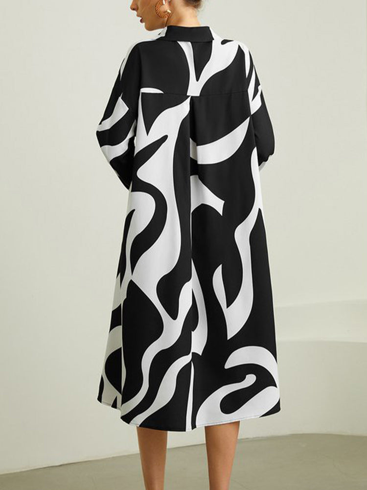 Long sleeve Shirt Collar Regular Fit Urban Chevron Dress