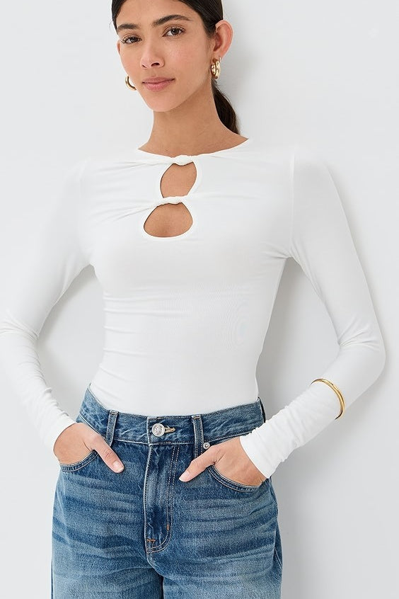 Sexy Solid Cutout Long Sleeve Fitted Base Layer