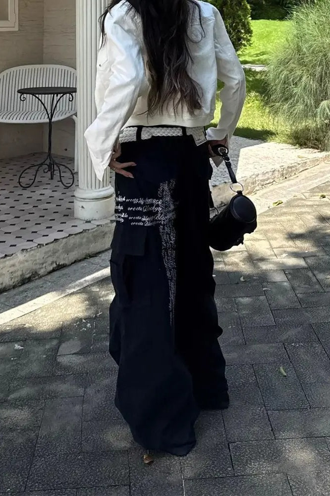 Letter Print WideLeg Baggy Jeans