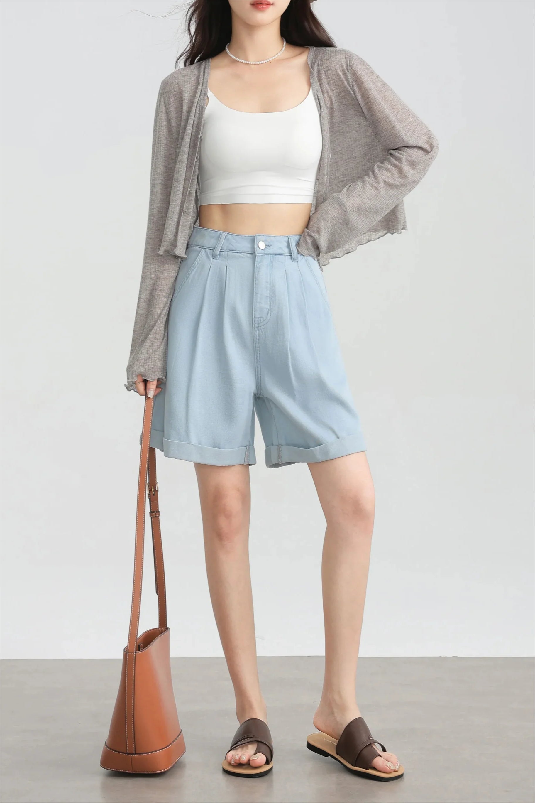 Tencel VNeck Cropped Cardigan