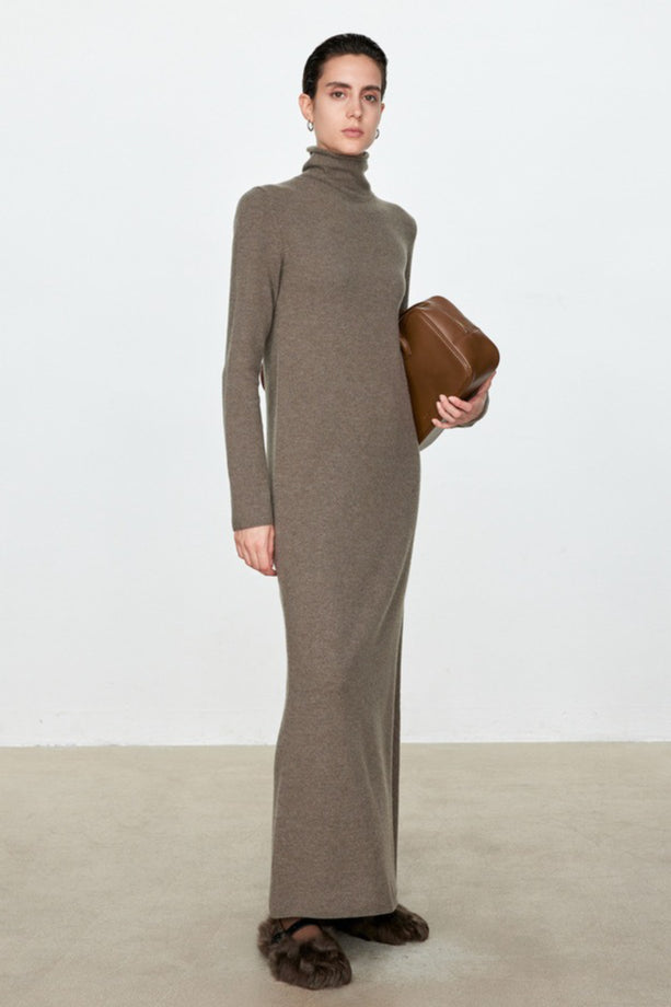 High Neck Flocked Slouchy Knit Dress 6