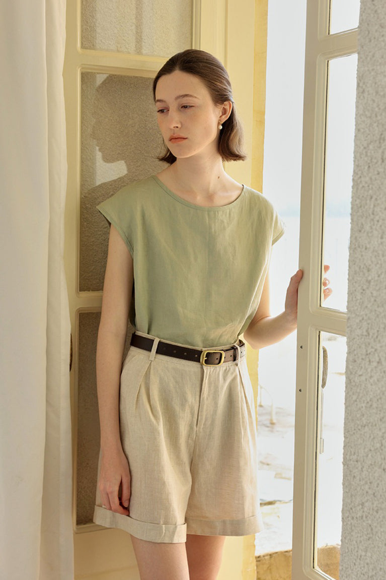 Linen Relaxed Fit Cuffed Pants