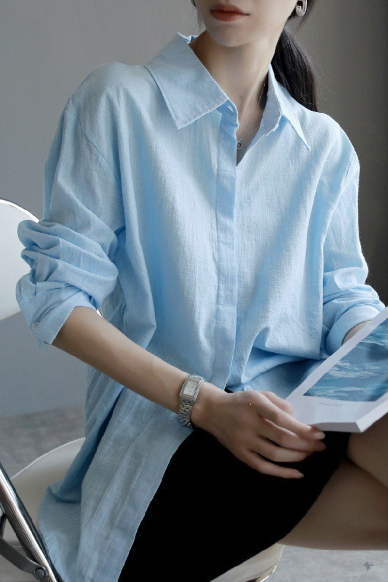 Pure Linen French Casual Blouse