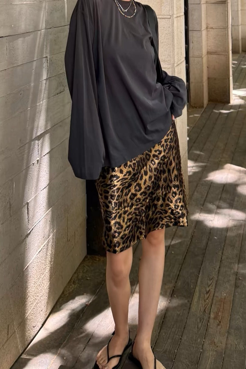 Wrinkle Resistant Leopard ALine Skirt